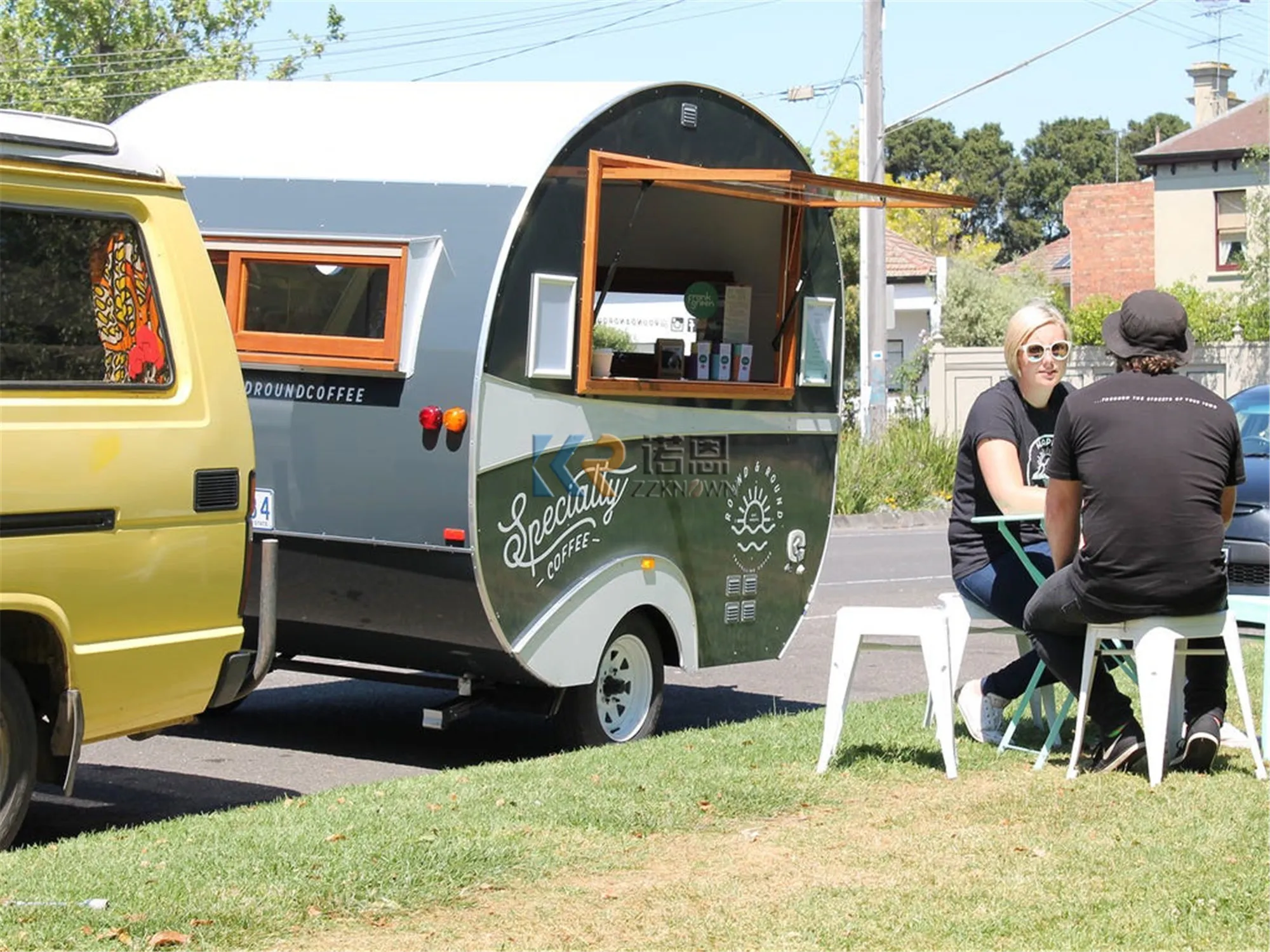 

Concession Mobile Food Trailer with Full Kitchen Equipments Boba Ice Cream Truck Cocktail Beer Bar Portable Coffee Cart Kiosk