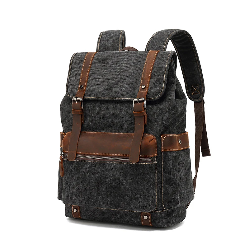 Wear-resistant canvas backpack shoulder retro backpack travel computer bag