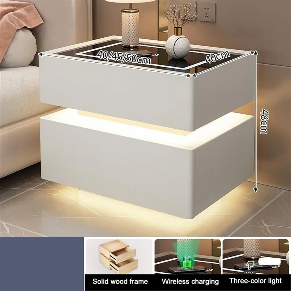 منضدة شحن لاسلكية حديثة مع إضاءة تعمل باللمس وتخزين واسع #3