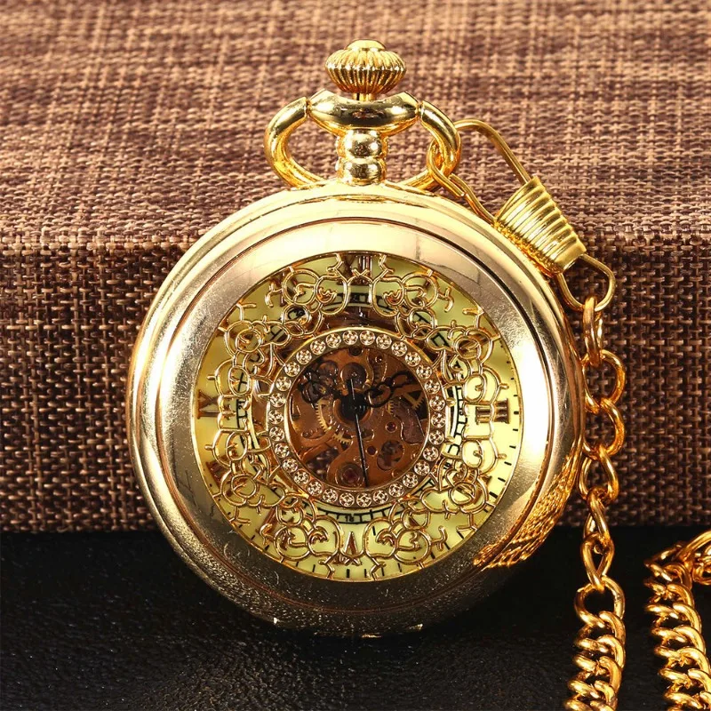 New nostalgic carved pocket watch retro flip exquisite automatic mechanical pocket watch for men and women