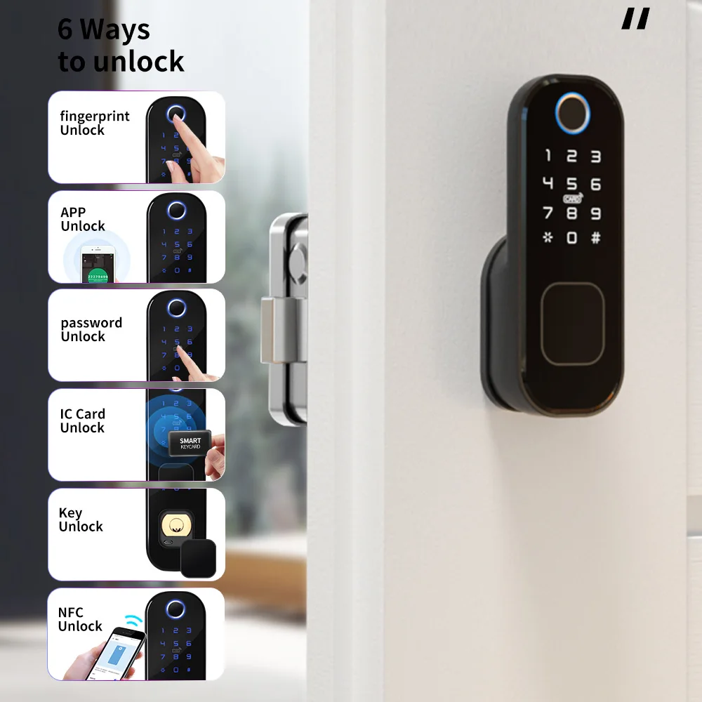 Eseye Custom Double Sided Fingerprint Wireless Electronic Digital Wifi Door Lock With TTLOCK Tuya Smart Life APP Smart Lock