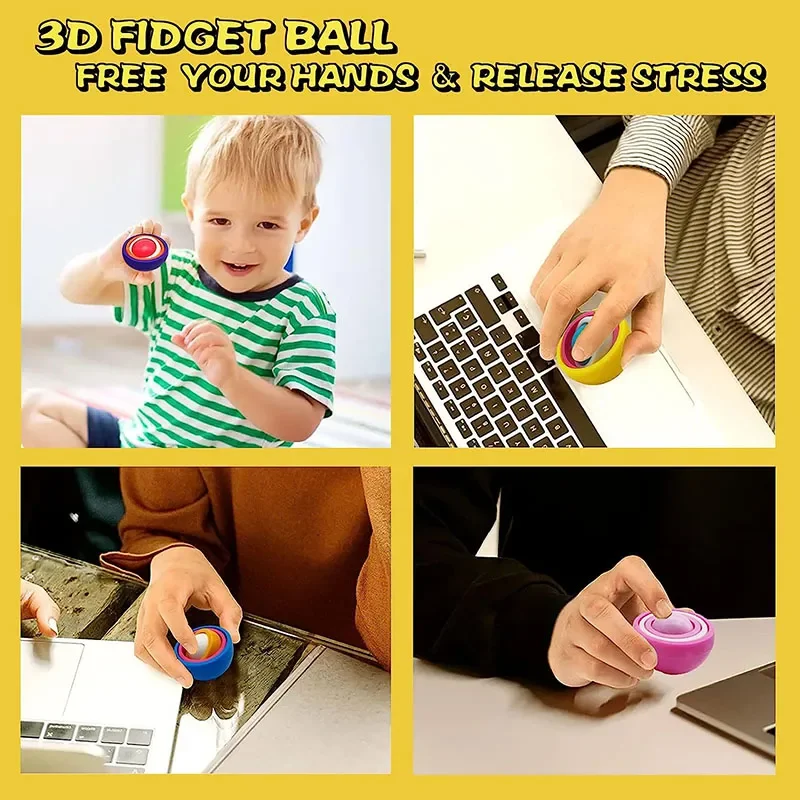 3D Rotation Ball Fidget Gyro Sensory Toys Hand Fidget Spinner Gyroscope for Kids Teens Adults Children ADHD Autism Stress Relief