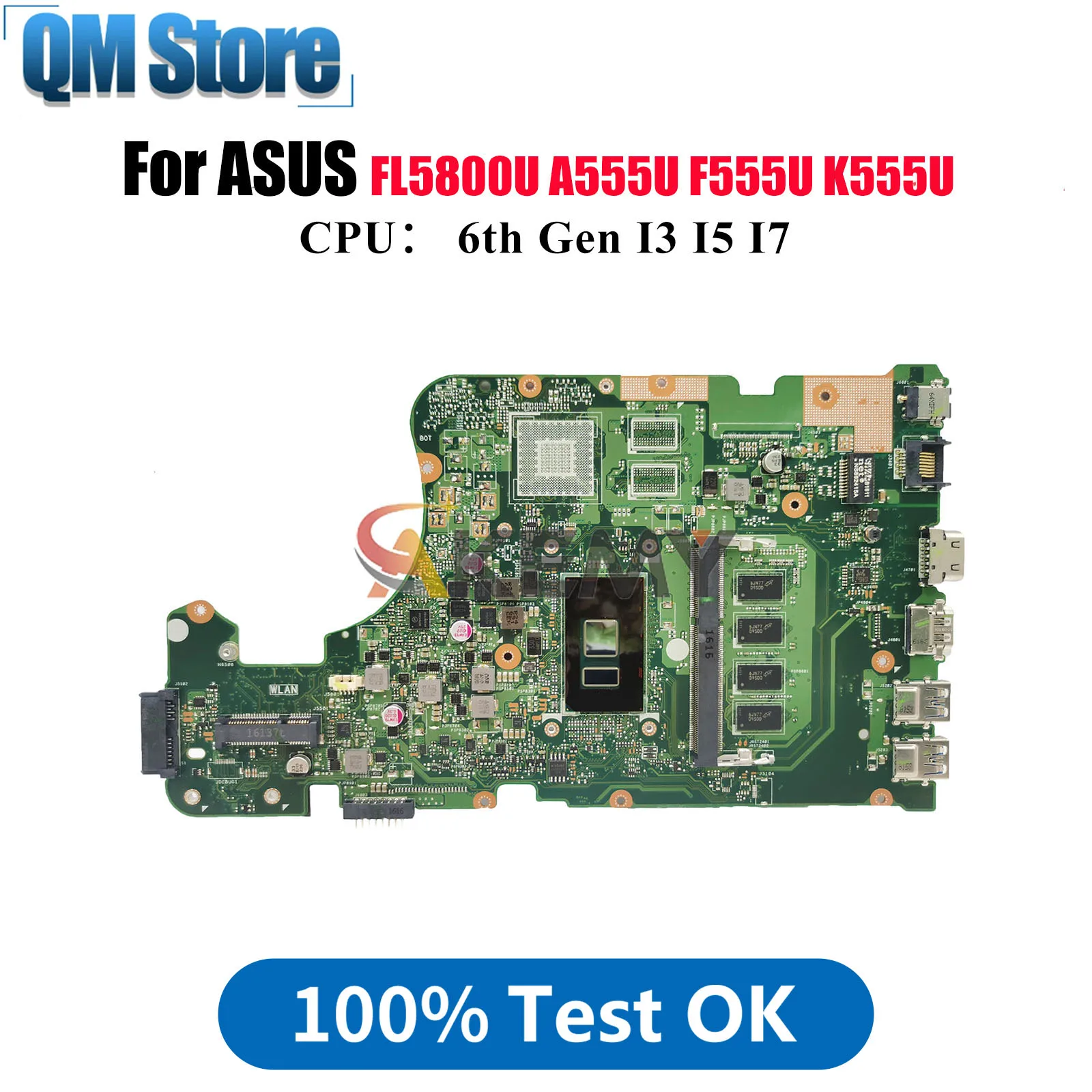 

X555UA Laptop Motherboard For ASUS K555U X555UF FL5800U X555UQ X555UB F555U X555UA X555UJ X555U A555U Mainboard W/ I3 I5 I7 CPU