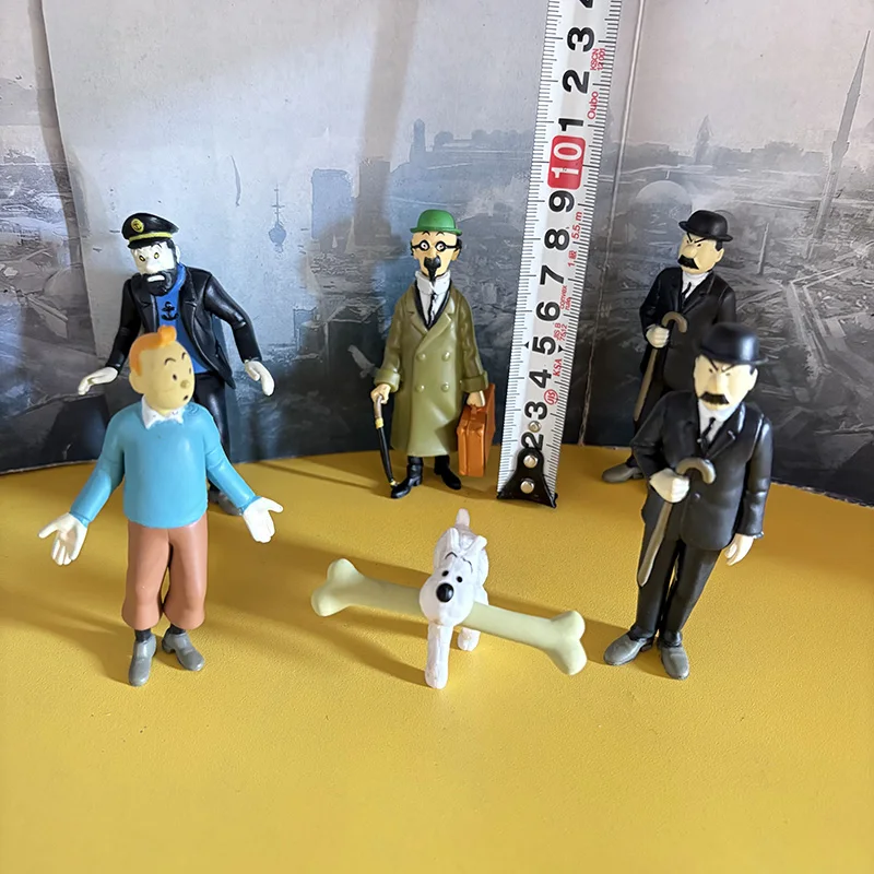 【未使用】リプトン タンタン フィギュアセット スコットランド編 ミニチュア タンタンの冒険 アクションフィギュア 6個セット 8cm PVC