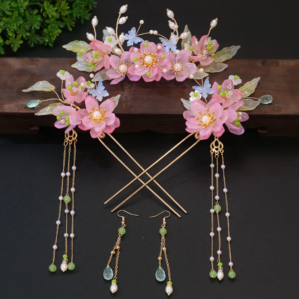 

Ancient Style Chinese Style Hairpin Set Pearl Tassel Hanfu Hair Stick Headwear Hair Chopstick Flower Hair Comb Hair Accessories