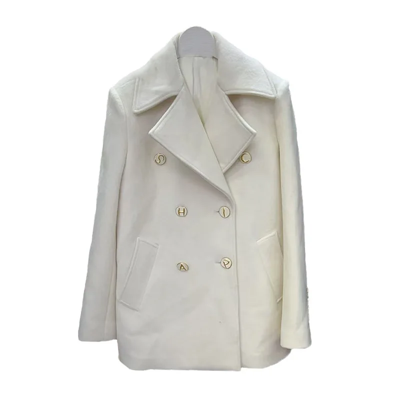 EAEOVNI 가을 겨울 새로운 여성 블레이저 코트 솔리드 컬러 더블 버튼 허리 오피스 레이디 겉옷 재킷 패션 의류