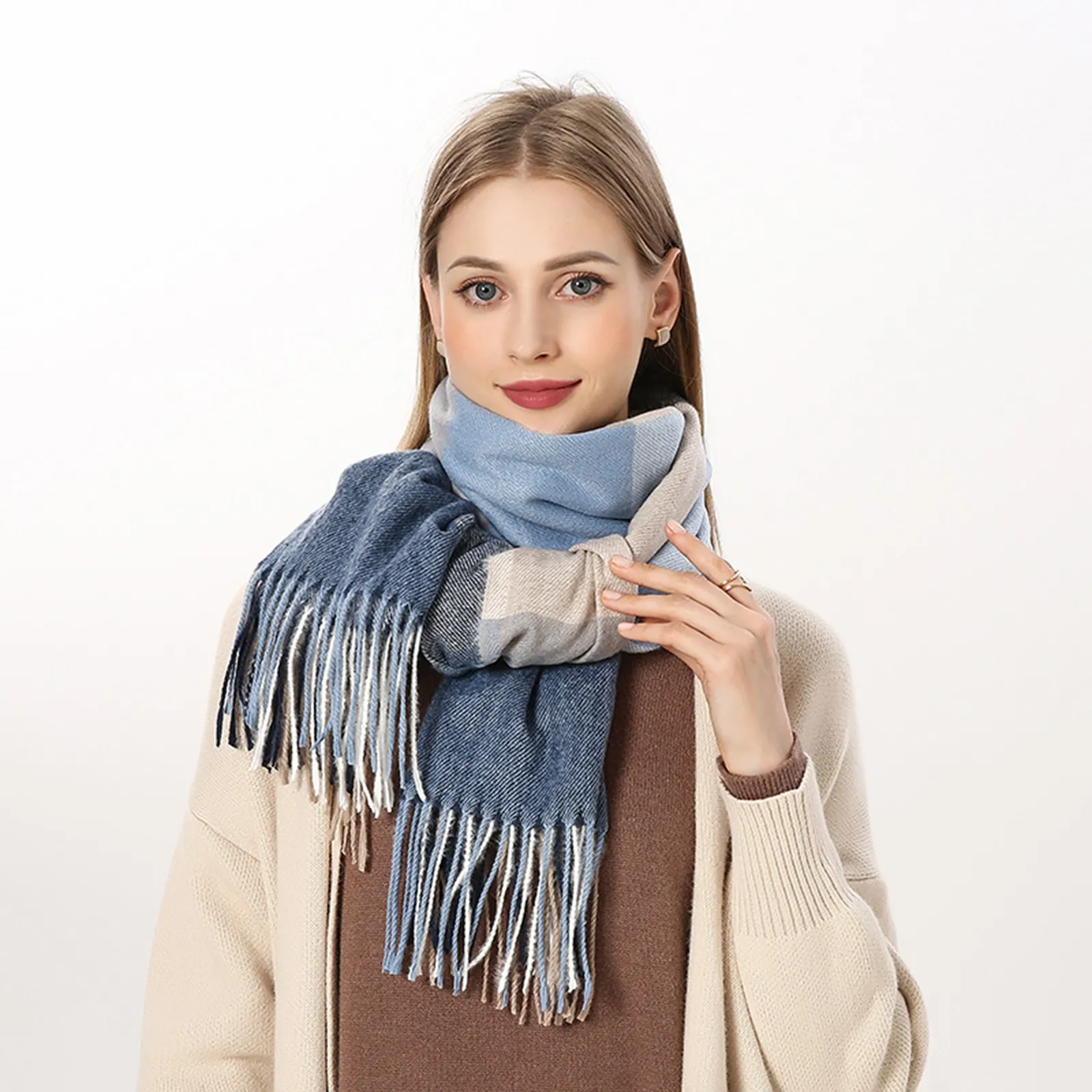 Women Thick Warm Winter Scarf Design Print Women Cashmere Pashmina Shawl Lady Wrap Tassel Scarves Knitted Men Foulard Blanket