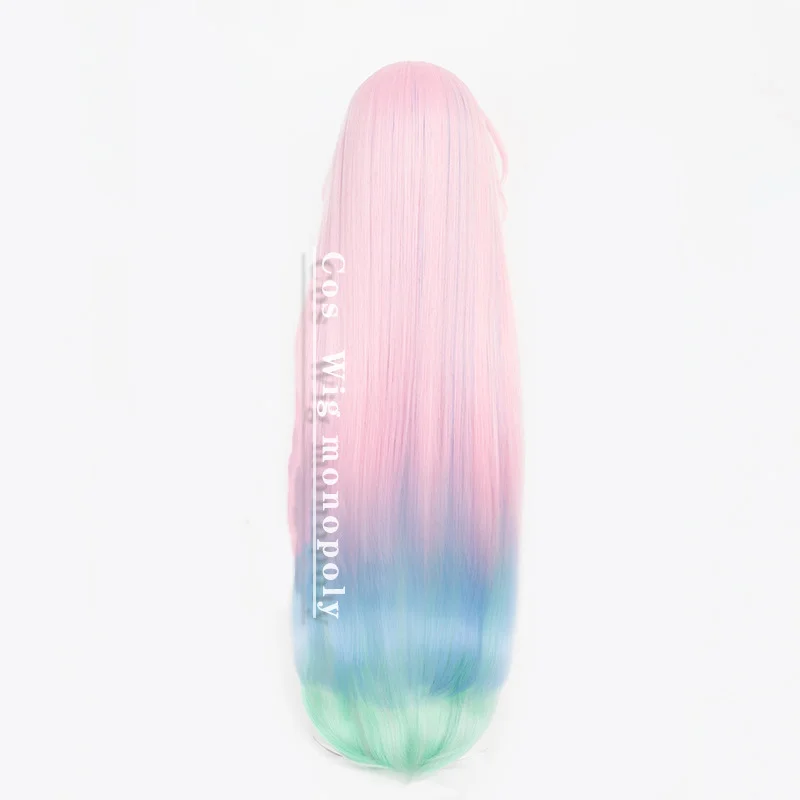 هونكاي ستار السكك الحديدية سيرين شعر مستعار تأثيري الوردي الأزرق الأخضر مختلط اللون طويل مستقيم الشعر النساء هالوين حفلة لعب الأدوار شعر مستعار اصطناعي