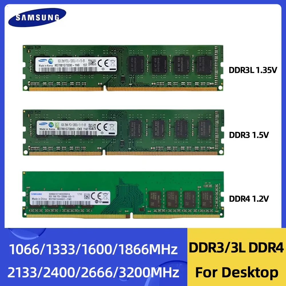 SAMSUNG Memoria Ram DDR3L DDR3 8GB 4GB 2GB 1066 1333 1600 1866MHz DDR4 4GB 8GB 16GB 2133 2400 2666 3200MHz DIMM Dual Channel RAM