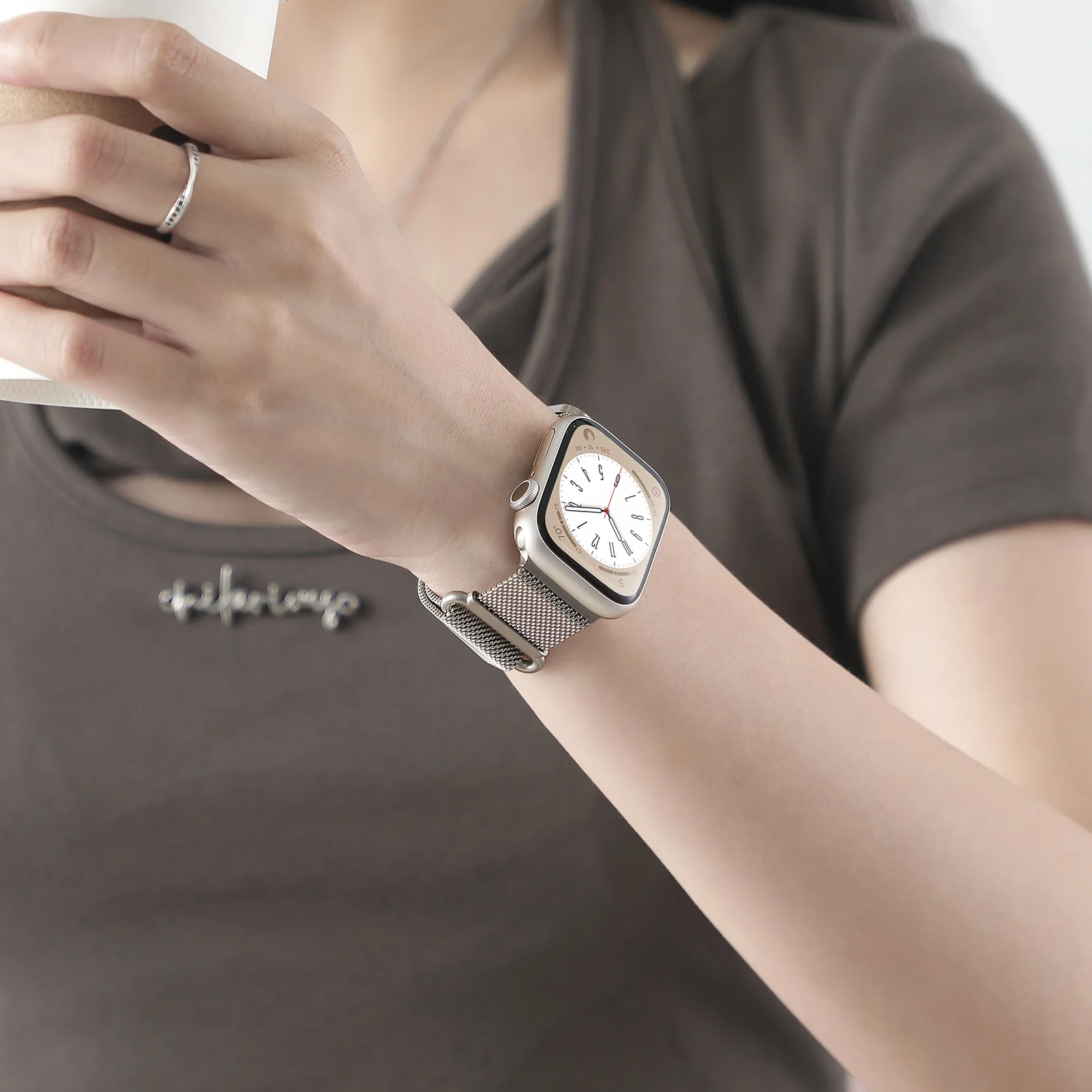 สายนาฬิกาแบบ Milanese LOOP สำหรับนาฬิกา Apple สายรัดพิเศษ49mm 44mm 40mm 45mm 41mm 42mm 38mm สร้อยข้อมือ Correa iWatch Series SE 2 3 4 5 6 7 8