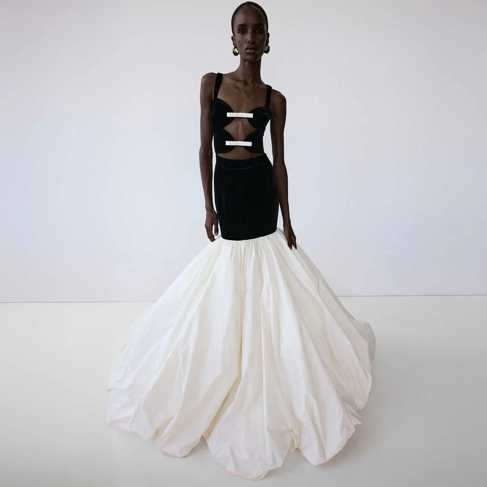 

Элегантная черно-белая вечерняя юбка-макси для женщин, 2 цвета, длинная юбка-русалка, на заказ, с высокой талией, для особых случаев