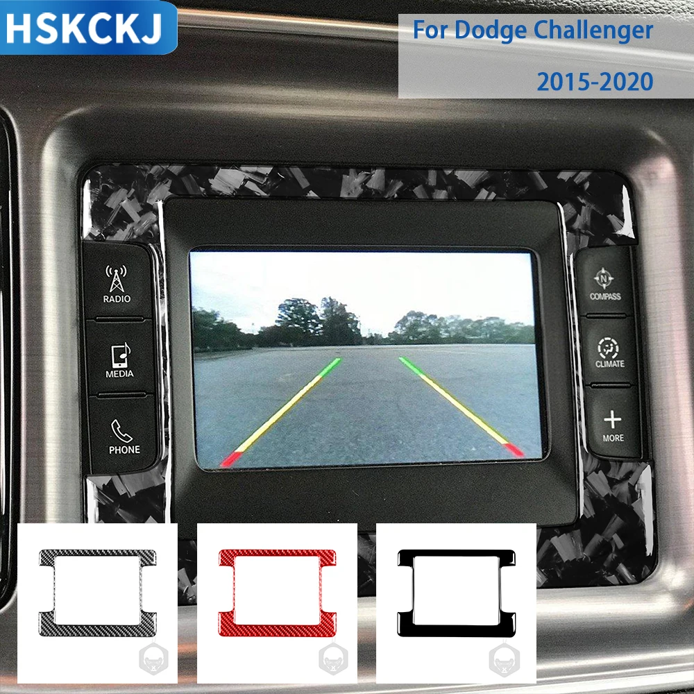 

For Dodge Challenger 2015 2016 2017 2018 2019 2020 Accessories Carbon Fiber Car Interior Navigation Frame Trim Sticker