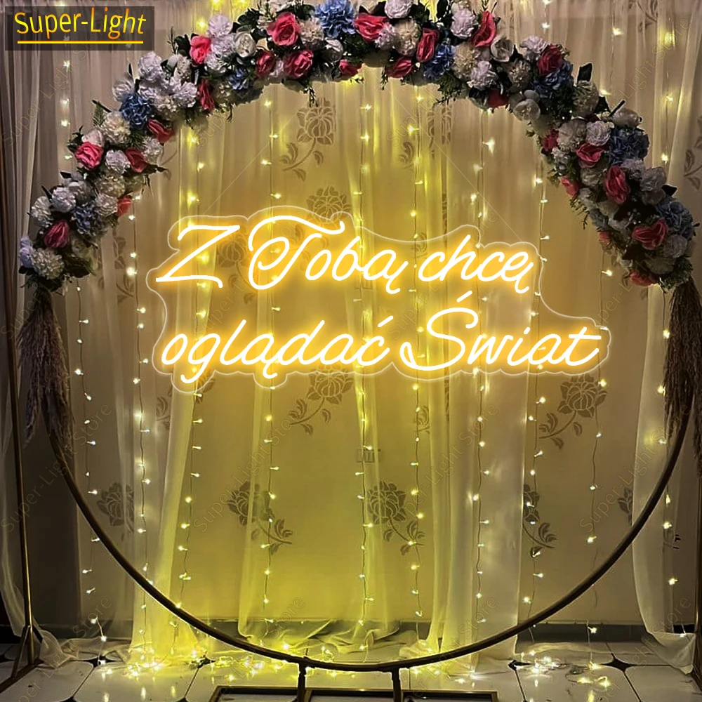 Imagem -01 - Decoração de Parede Led Ledon Neon Sinal para Casamento e Festa de Aniversário Sinal de Que eu Quero Ver o Mundo com Você Produto Polski Grande 75cm decoracao de parede led ledon neon sinal para casamento e festa de aniversario sinal de que eu quero ver o mundo com voce produto polski grande 75cm 01