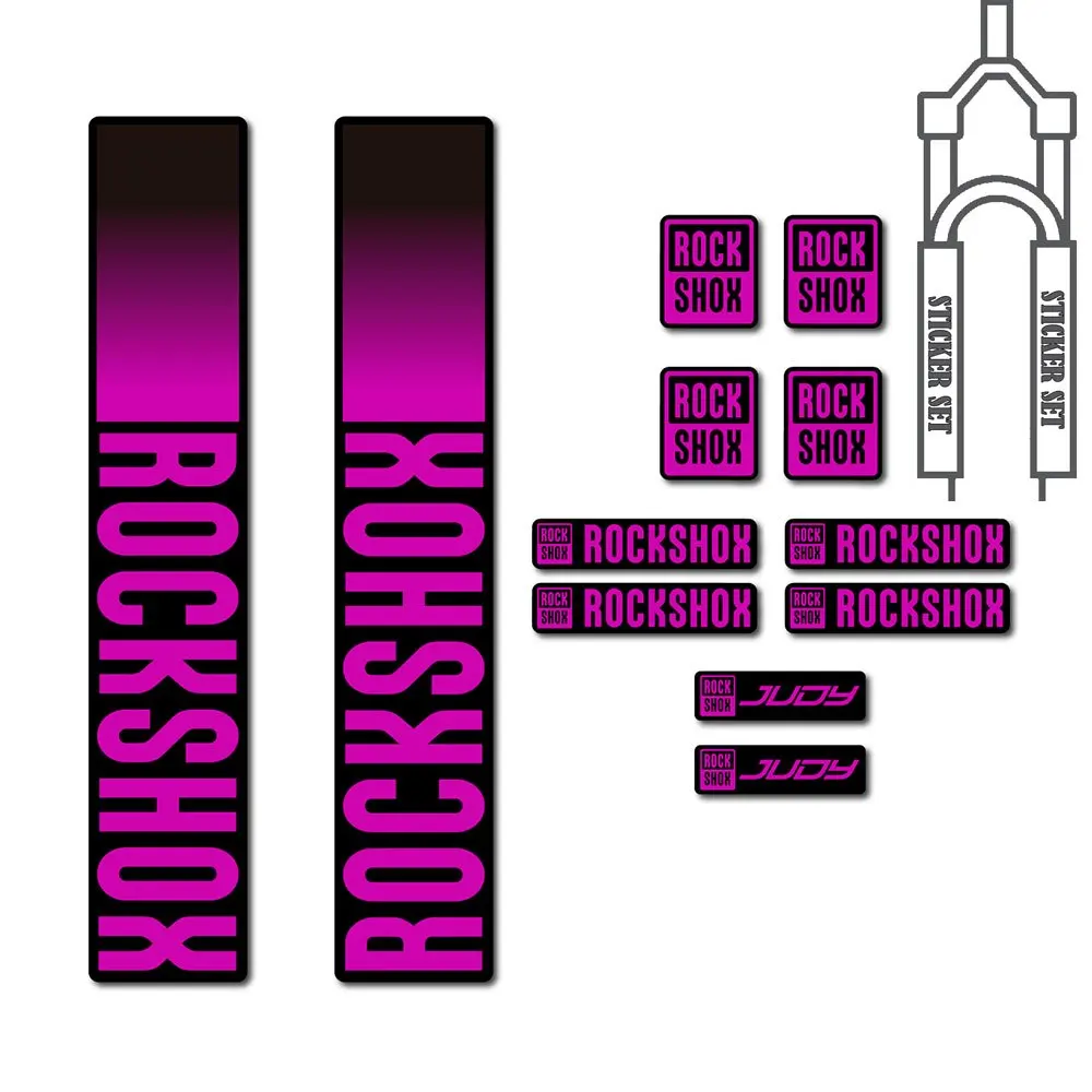 1 Set RockShox Judy Fork Style Gradient Multi-color Waterproof Vinyl Decals for MTB Suspension Decoration