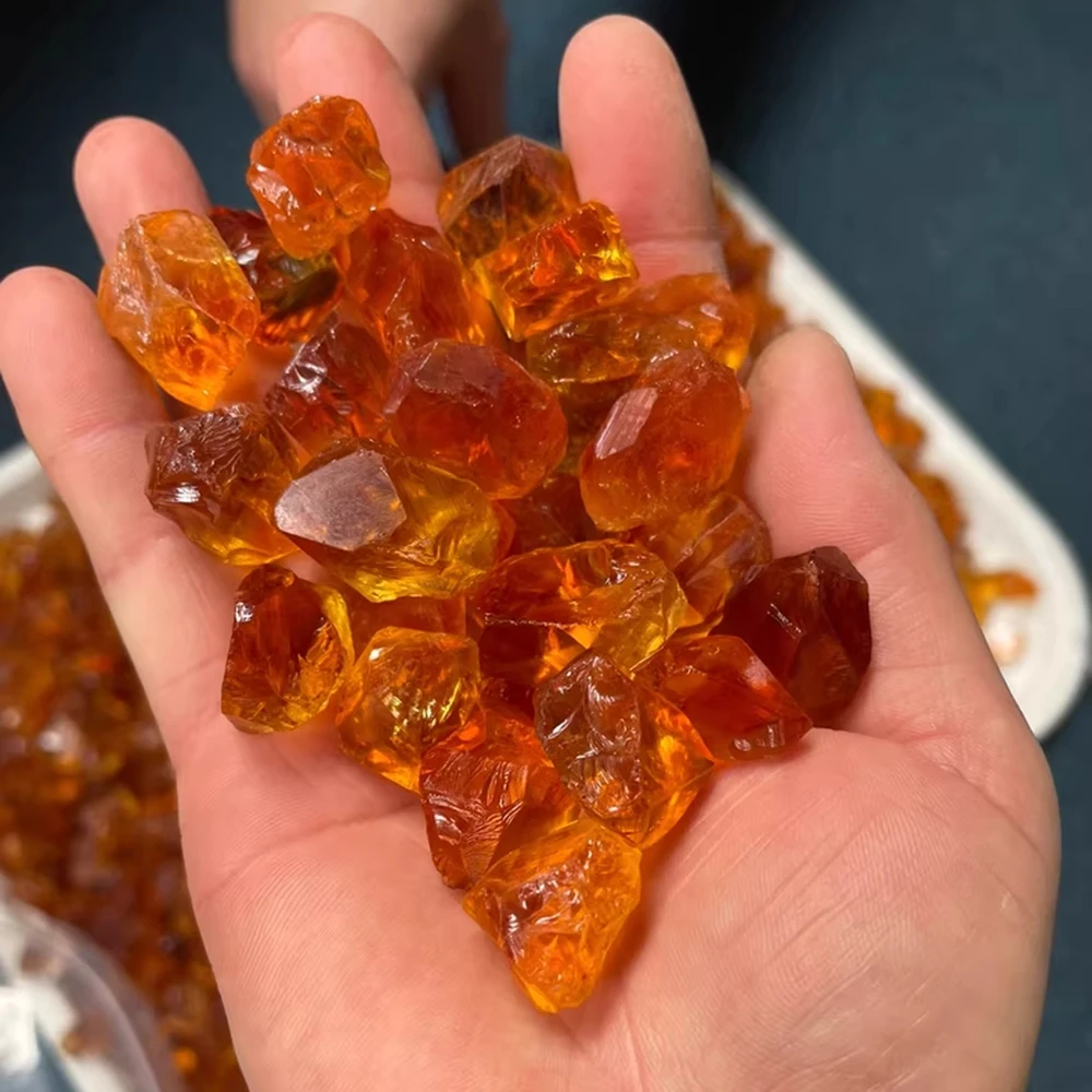 100 Grams Natural Dark Yellow Crystal Gems Faceting Stone