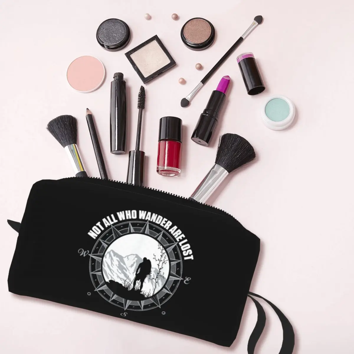 Custom  Not All Who Wander Are Lost Toiletry Bag Cute Adventure Camping Cosmetic Makeup Organizer Beauty Storage Dopp Kit Box image 3