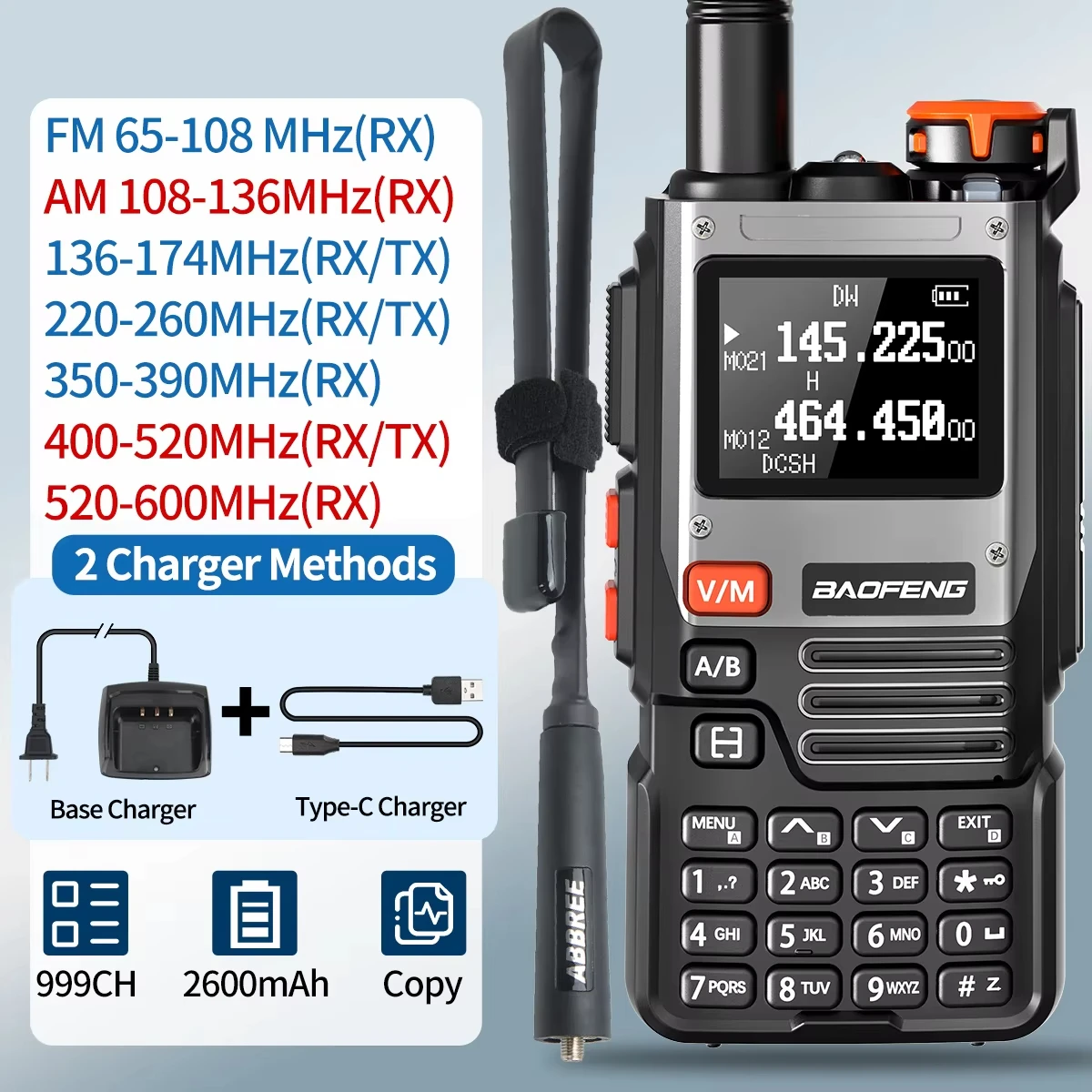 Baofeng UV-K61 Long Range Walkie Talkie Wireless Copy Frequency Type-C Charger UHF VHF DTMF FM NOAA UV-5R Upgraded UV-K6 Radio