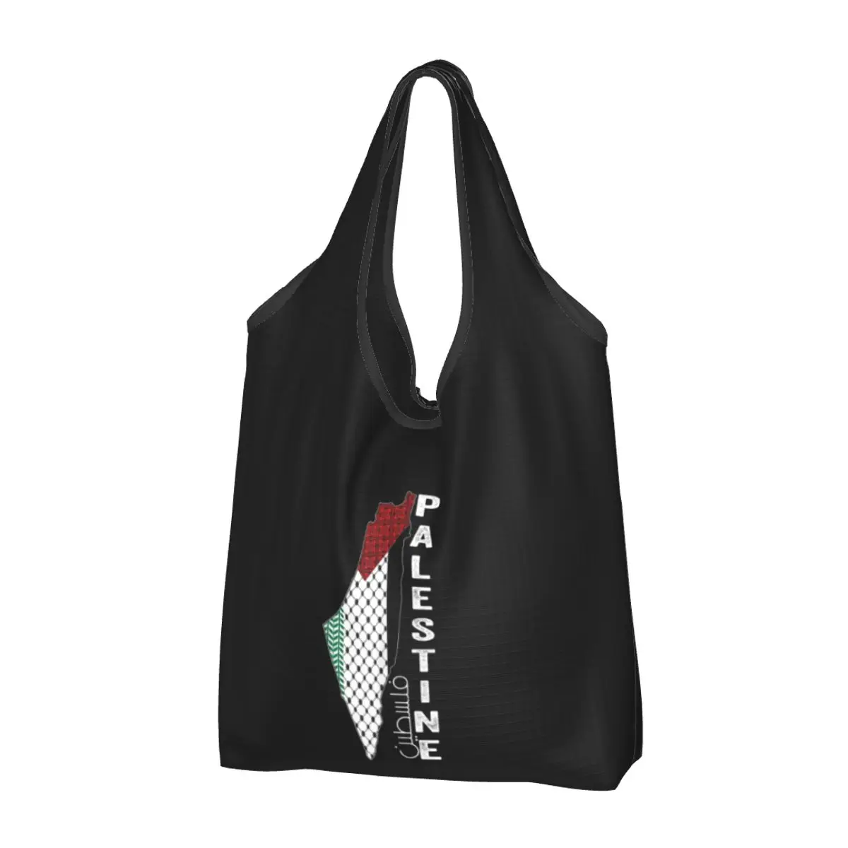 Palestinian Map Keffiyeh Thobe Pattern Reusable Shopping Grocery Bags 50LB Weight Capacity Palestine In Arabic Eco Bag Ripstop