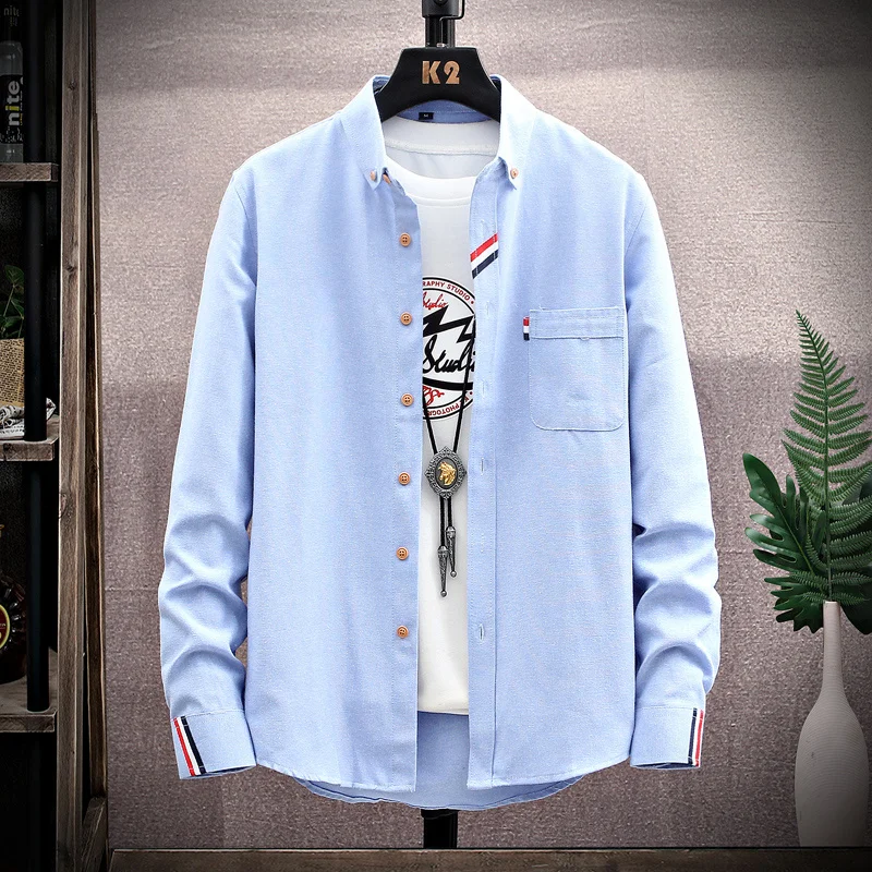 

Spring 2024 New Long-sleeve Shirt Men's Button Collar Fashion Casual Multi-color Versatile Business Shirts Men Drop Ship