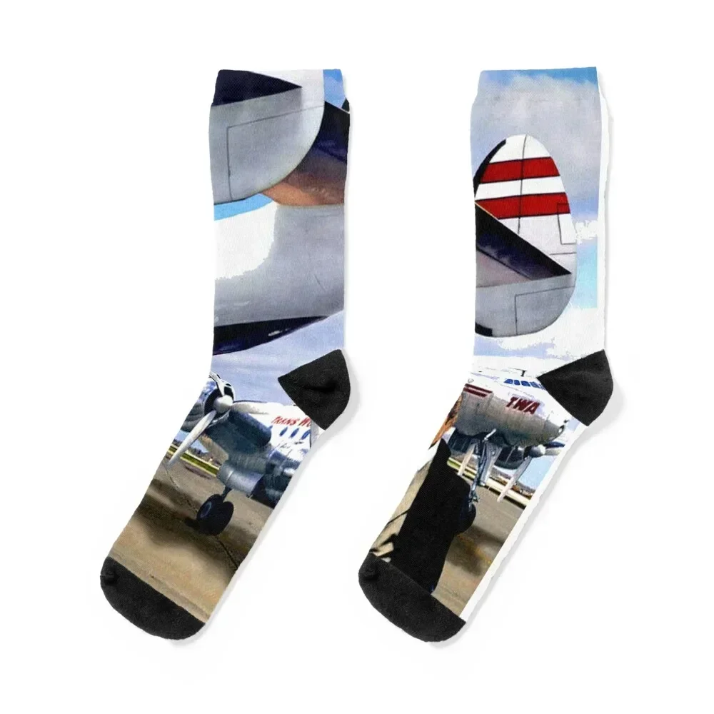 

TWA : Trans World Airlines Vintage Advertising Print Socks new in's halloween tennis sheer Male Socks Women's