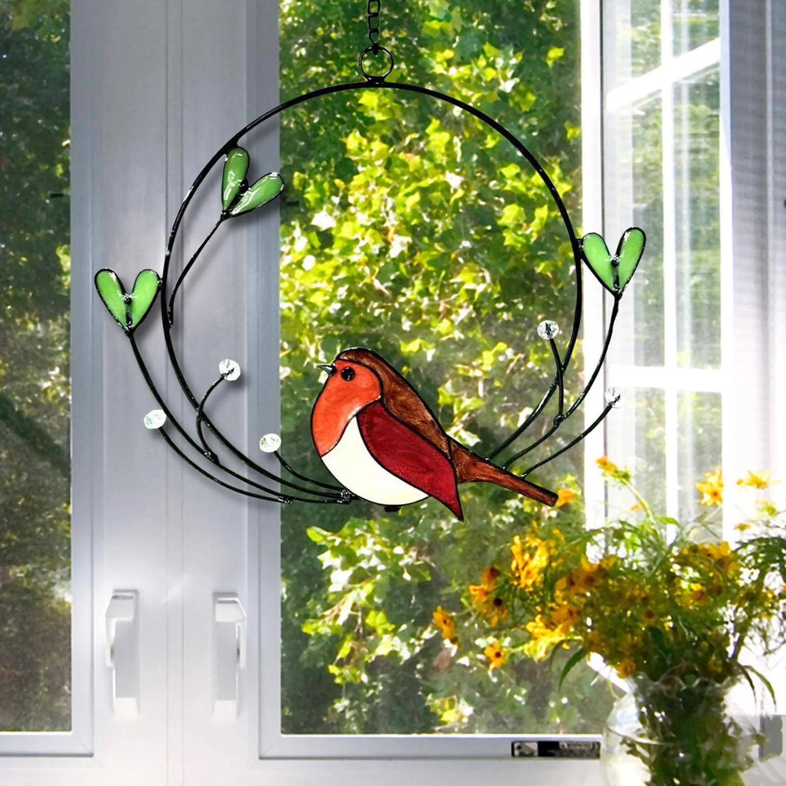 

Acrylic Window Window Ornaments, Bird Ornaments, Decorations Decorations Painted Round Hanging Hanging Vibrant Art Ornaments,