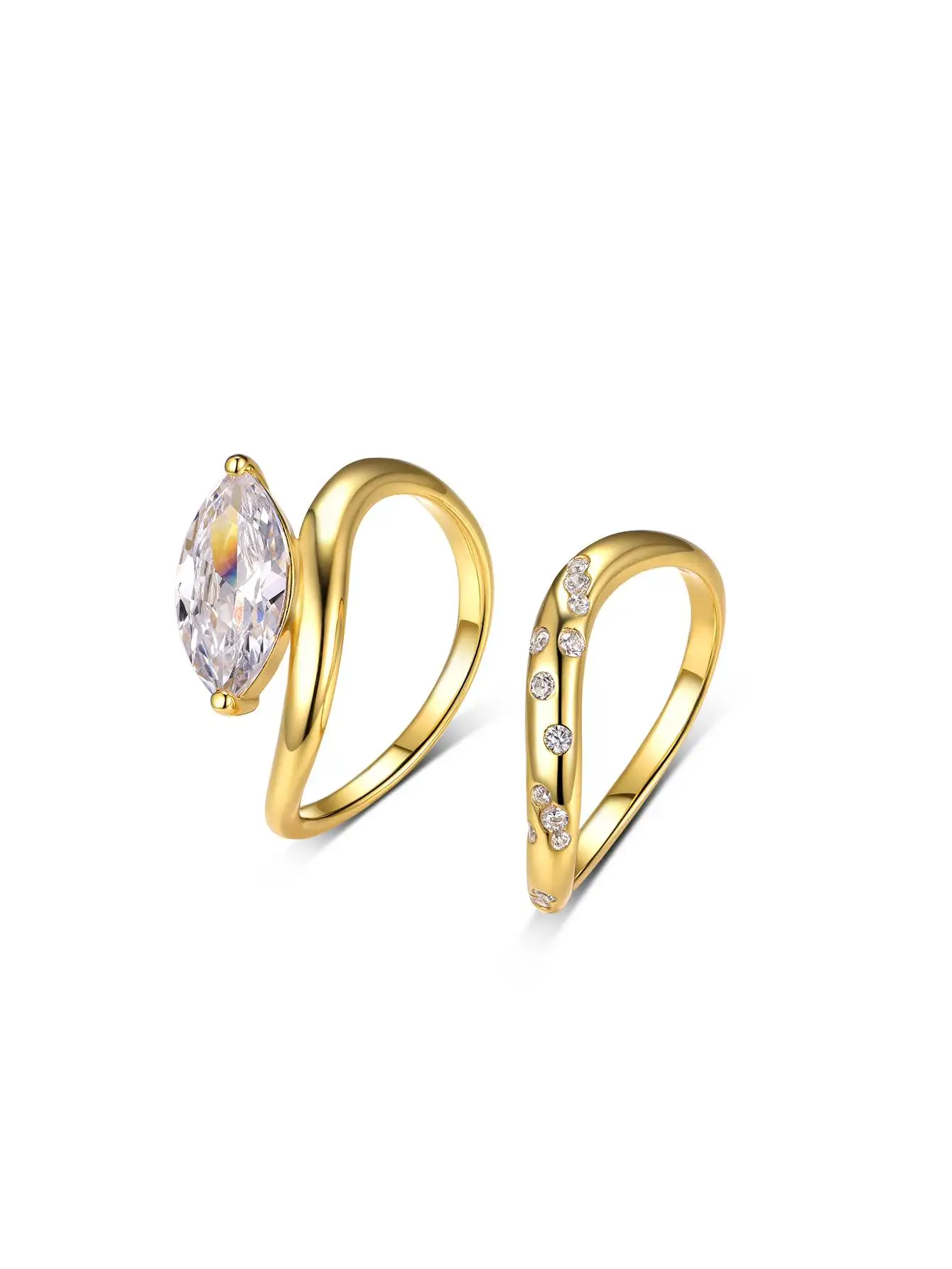 

Кольцо из серебра 925 пробы с муассанитом маркизы 2 карата, ювелирные изделия, модные и изысканные, подходят для подарка, покрытые 18-каратным золотом