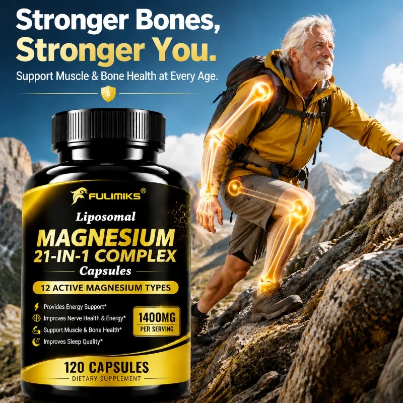 21 in 1 Liposomal Magnesium Complex, with 12 Active Types Magnesium Support Bone Muscle Health, Improve Nerve & Brain Function