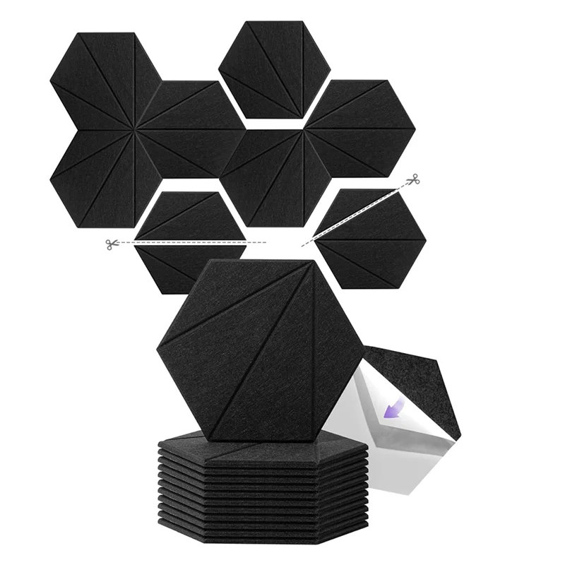 

【A38M】12 упаковок панелей из акустического пенопласта 12X10x6x0,4 дюйма, самоклеящиеся звукоизоляционные стеновые панели из пенопласта, для акустической обработки