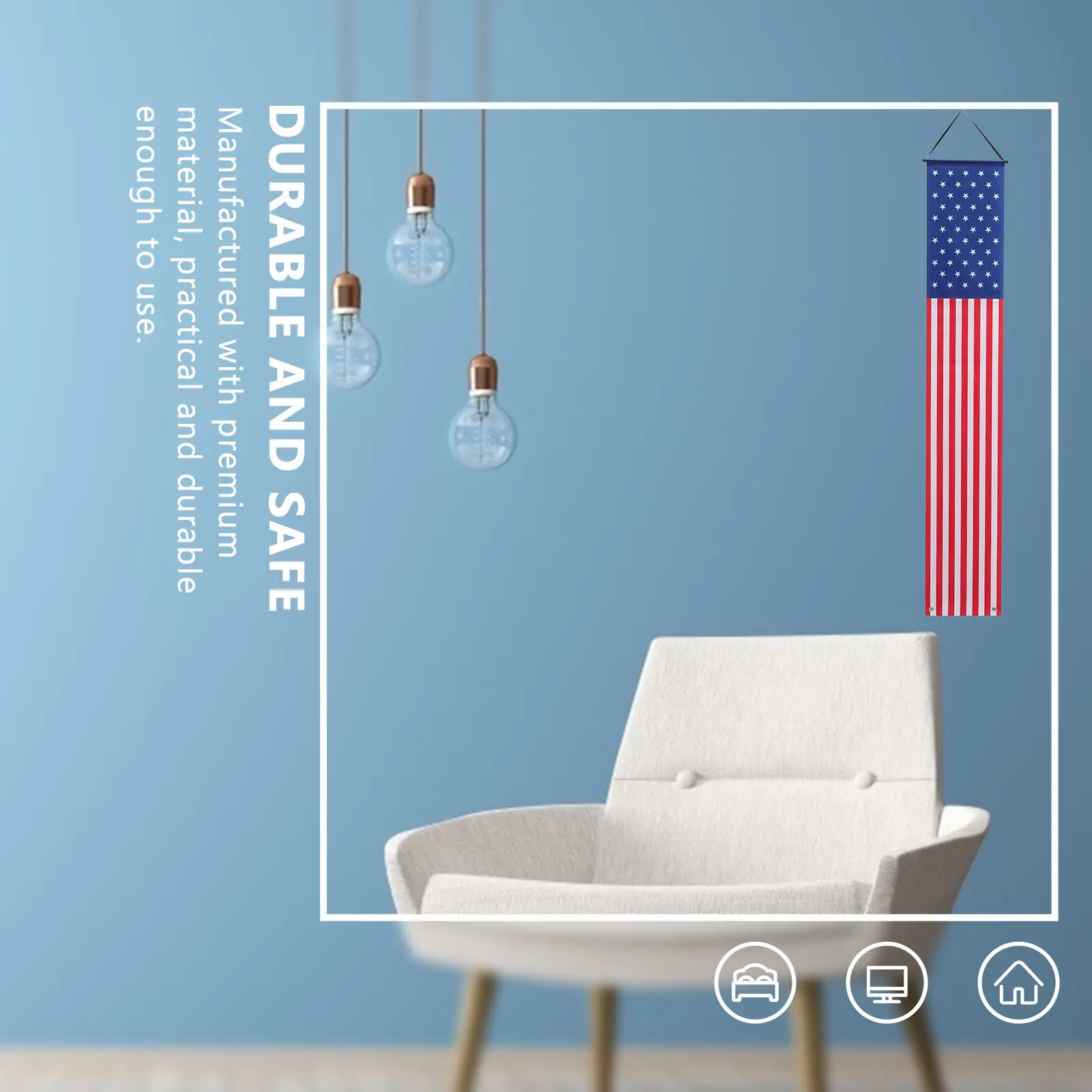 1Pair Independence Day Door Curtains Patriotic American Flag Banner Decorative Couplet for Home Garden Porch Party Decoration
