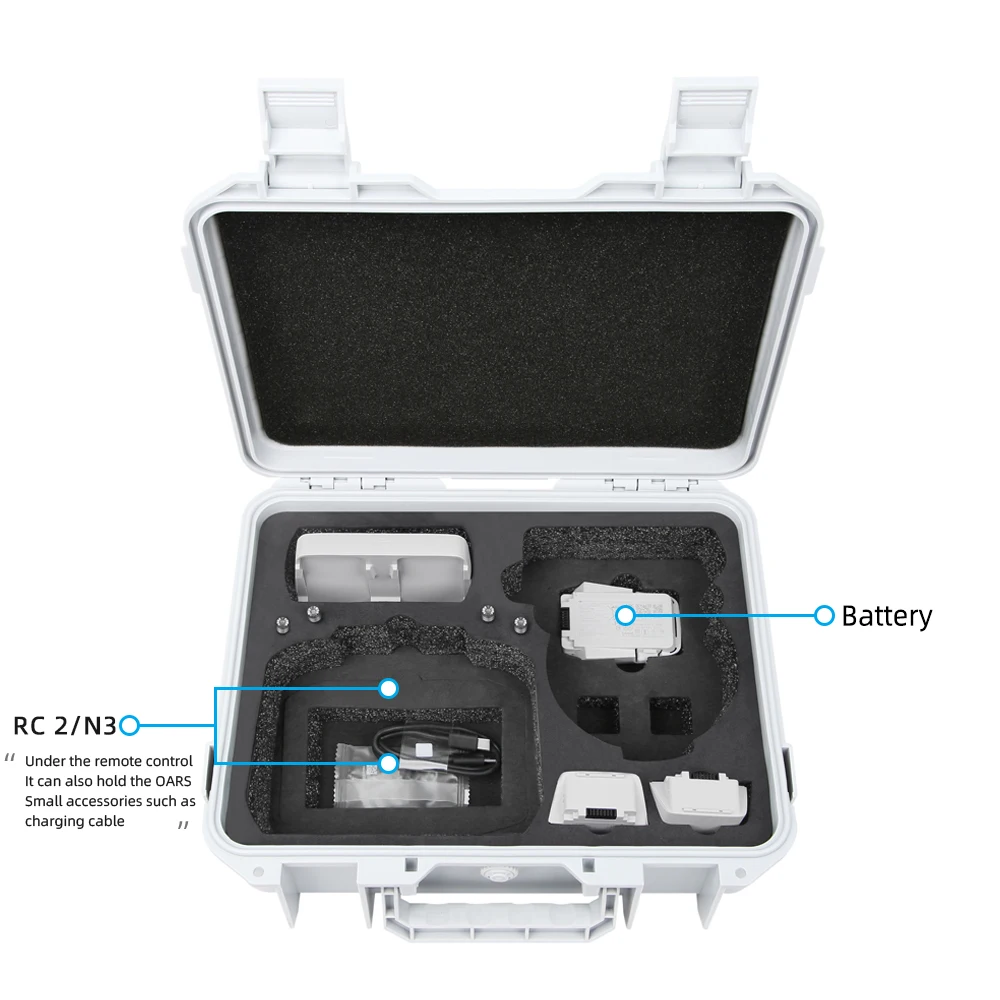 Portable Hard Waterproof Case for DJI Flip Fly More Combo,Stores 7 Batteries,RC 2/RC-N3 Remote Control,Charging Hub,65W Charger