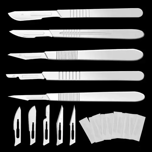 10pcs 10#--24# Carbon Steel Surgical Blades + 1pc 3# 4# Handle Scalpel DIY Cutting Tool PCB Repair Animal Surgical Knife - Image 4