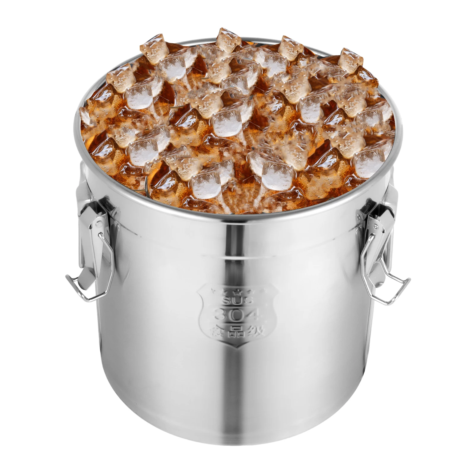 

33L 304 Stainless Steel Airtight Cereal Container Food Storage Bucket with Lid for Home Kitchen Rice Grain Coffee Beans Storage