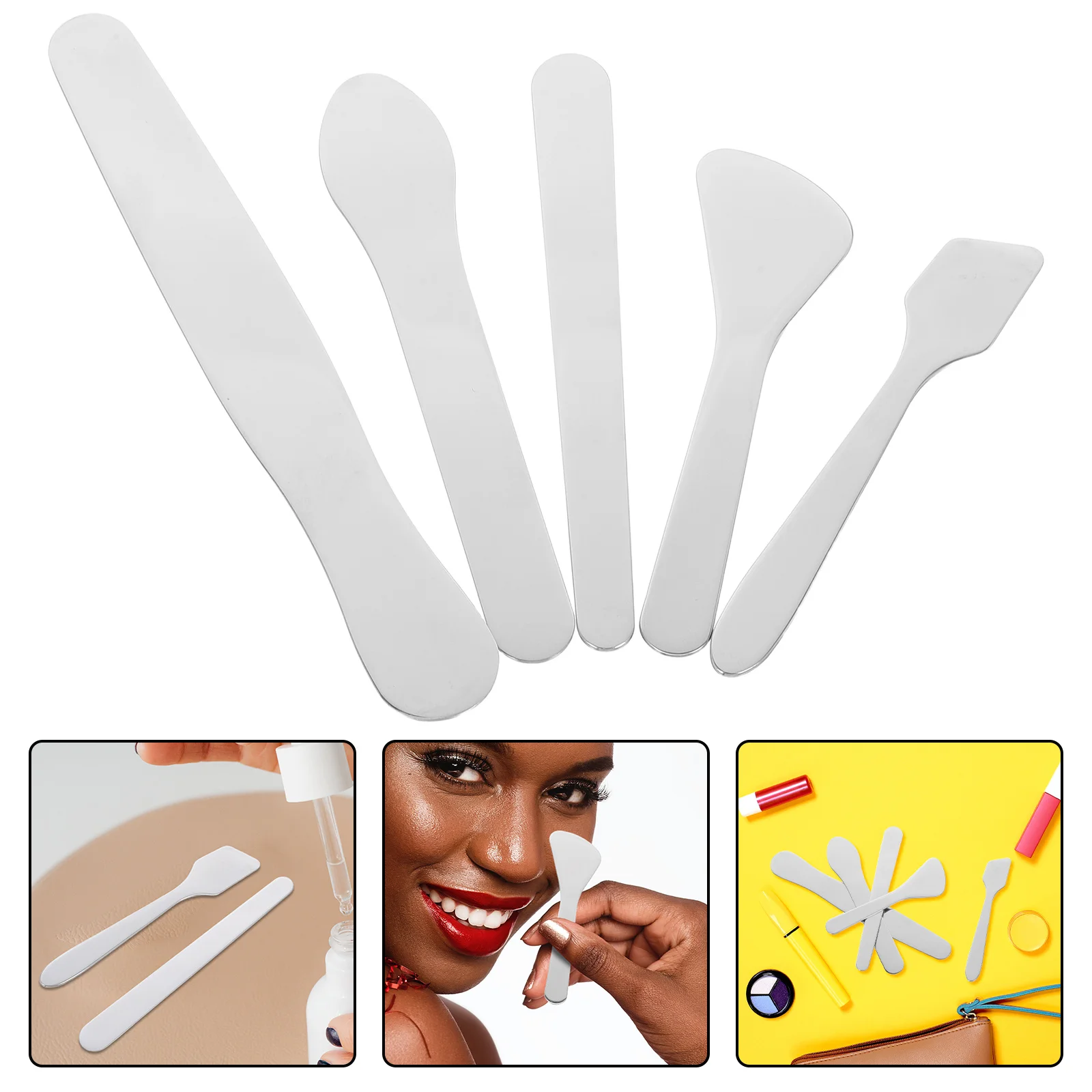

5pcs Stainless Steel Facial Skincare Tools Spatula Set For Creams Masks Eye Products Portable Precision Applicator Reusable