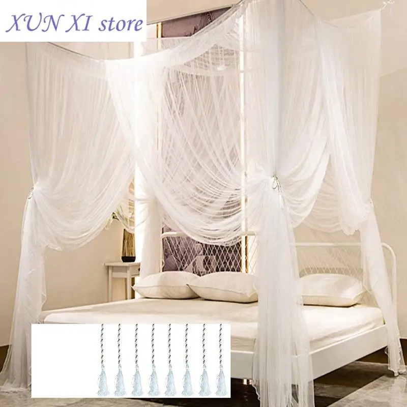 New Large Mosquito Net with LED Star String Lights Bed Canopy Elegant Bed Curtains Camping Dormitory Patio Travel Hanging Tent