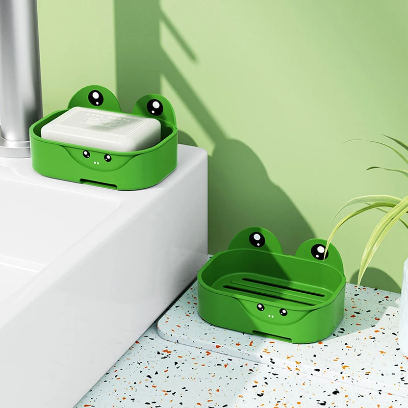 Wall-mounted Frog Soap Holder Creative Portable Soap Dishes Draining Rack Drain Soap Box Bathroom Products Soap Box