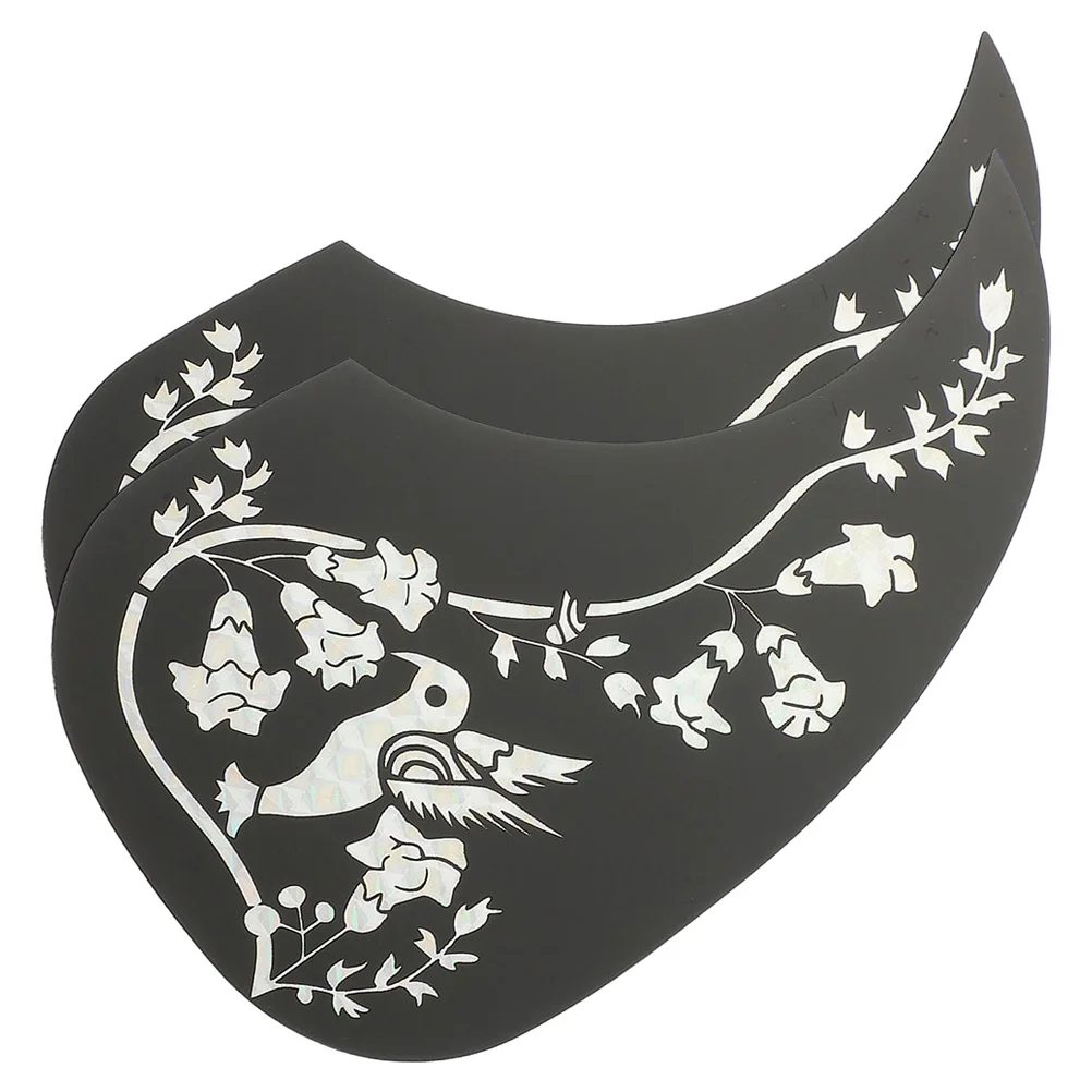 

2pcs Guitar Pickguard Acoustic Wood Decorative Protective Plate 40 41 Inch Black Silver Bird Pattern Scratch Proof Accessories