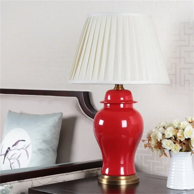 PLLY Ceramic Table Light Brass Contemporary Luxury Desk Lamp LED For Home Bedside Bedroom