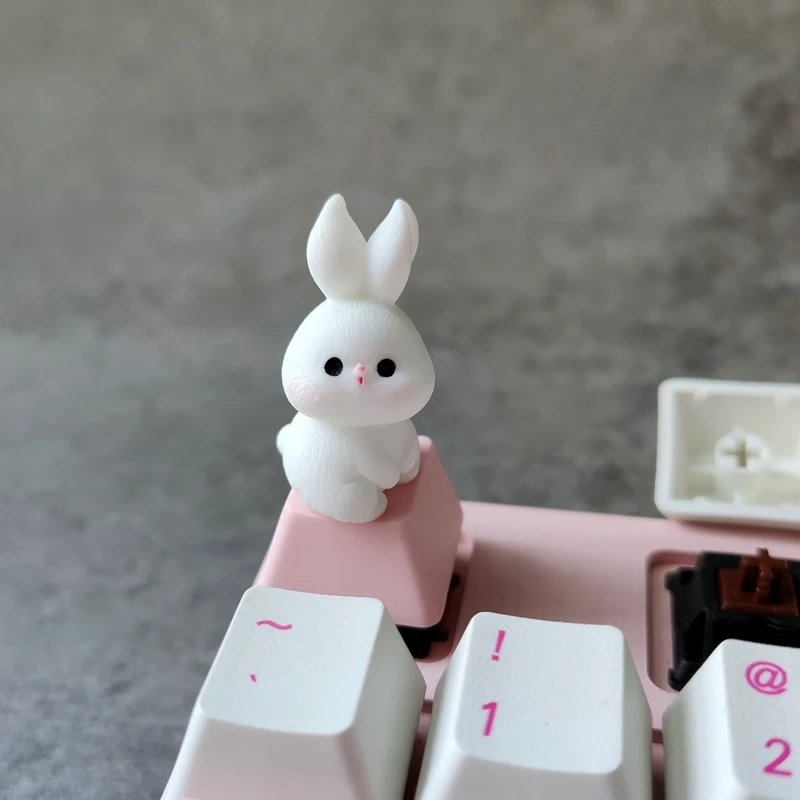 Cartoon Animal Keycaps Handmade Customized Bunny Dog Resin Keycap with Transparent Mechanical Keyboard Personalized Keycaps Gift