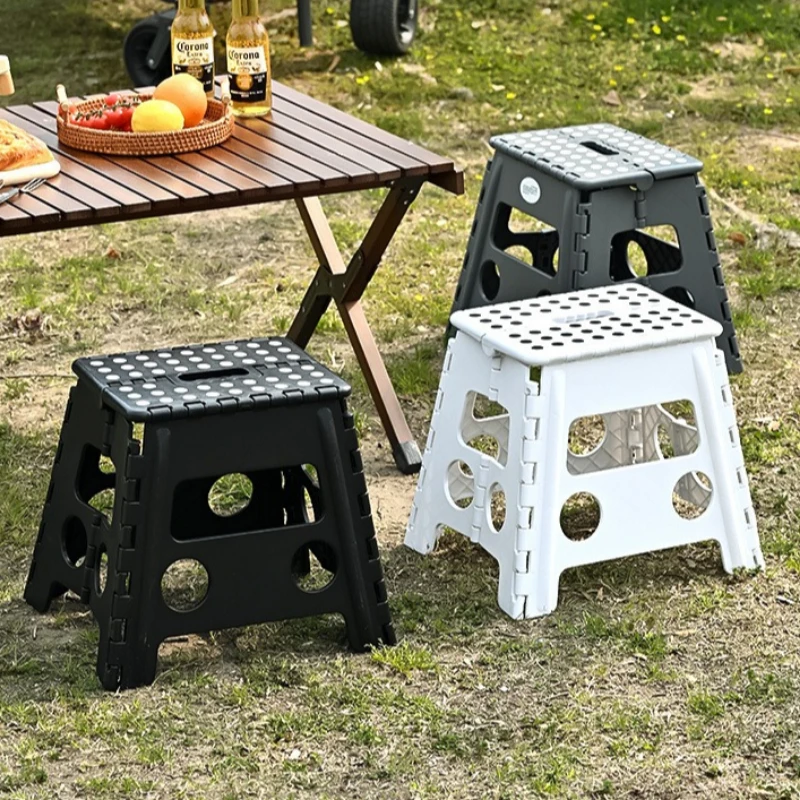 New Portable Folding Step Stool Ottomans Plastic Chair Thick Luxury Creative Space Saving Camping