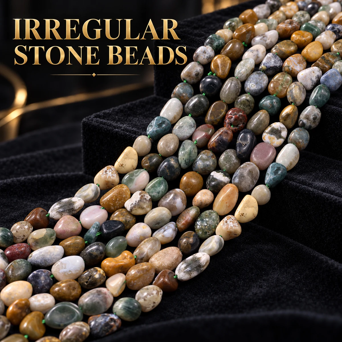 6-8mm About 21-24pcs Natural Ocean Jasper Irregular Nugget Beads Loose Stone Beads For Bracelet Necklace DIY Jewelry Making