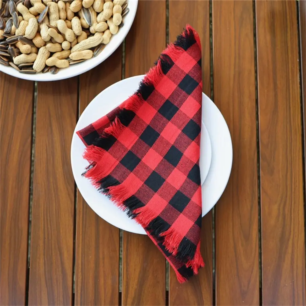 Party Supply Square Checked Napkin Table Decoration Reusable Tea Towel Pastoral Style Soft Dinner Napkin Wedding