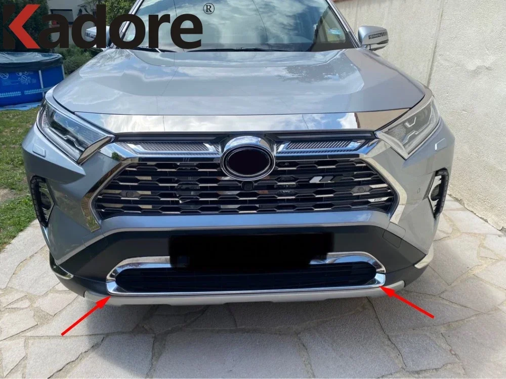 Front Bottom Bumper Grille Cover Trim For Toyota RAV4 RAV 4 2019-2021 2022 2023 2024 Car Head Grills Molding Strip Accessories