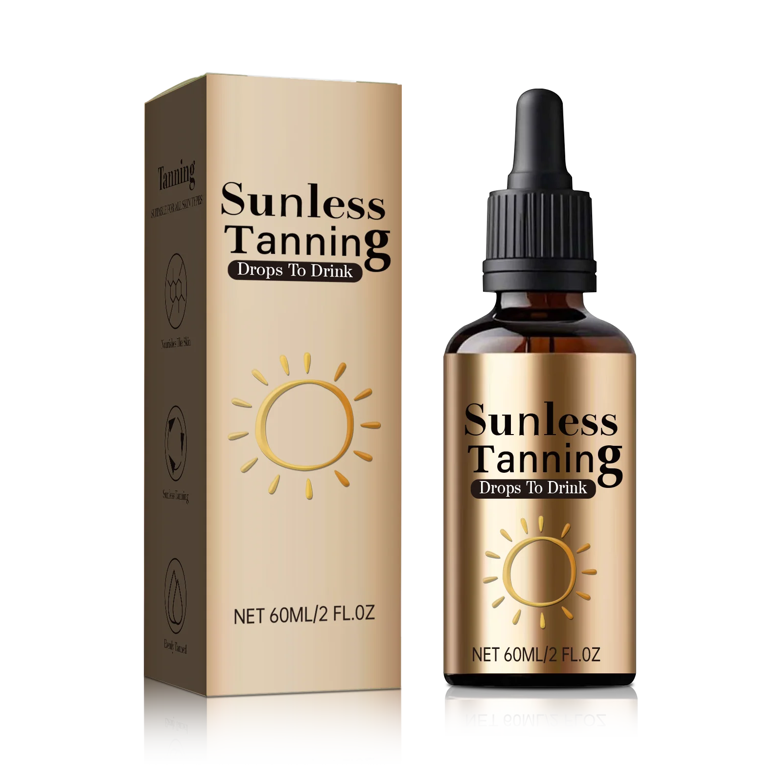 60ml Sunless Tanning Drops To Drink Tanning Drops No Sun Required to Tanning Drops Naturally Boost Melanin for Face & Body - view 6