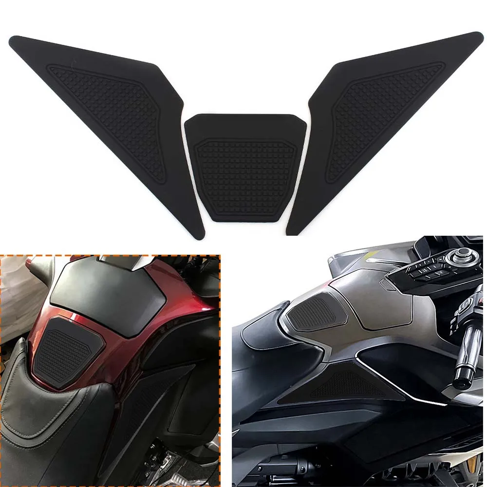 For HONDA GOLDWING 1800 GL 1800 Black Rubber Motorcycle Anti slip Tank Pad Side Gas Knee Grip Traction Pads Protector Sticker