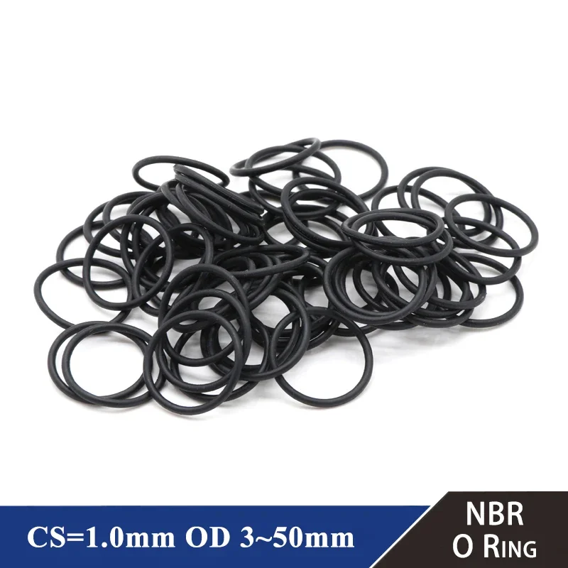 

50/100Pcs NBR O Ring Gasket Thickness CS 1.0mm OD 3~50mm Nitrile Rubber Round O Type Corrosion Oil Resist Sealing Washer Black