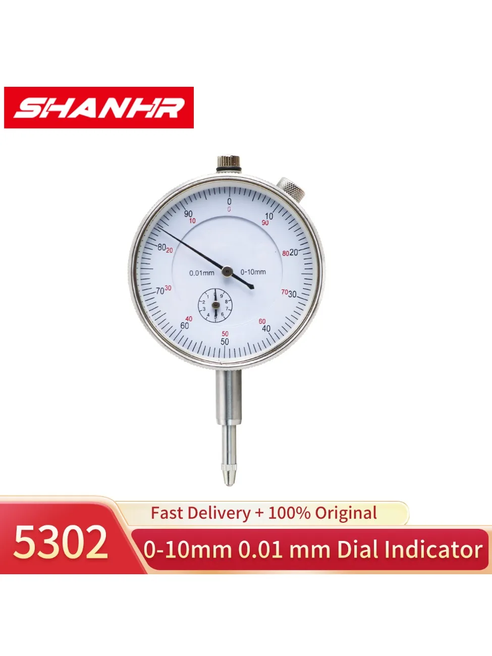 SHANHR 0,01 mm 0-10 mm Indykator zegarowy precyzyjny wskaźnik zegarowy 0,01 mm narzędzia pomiarowe — zdjęcie 2