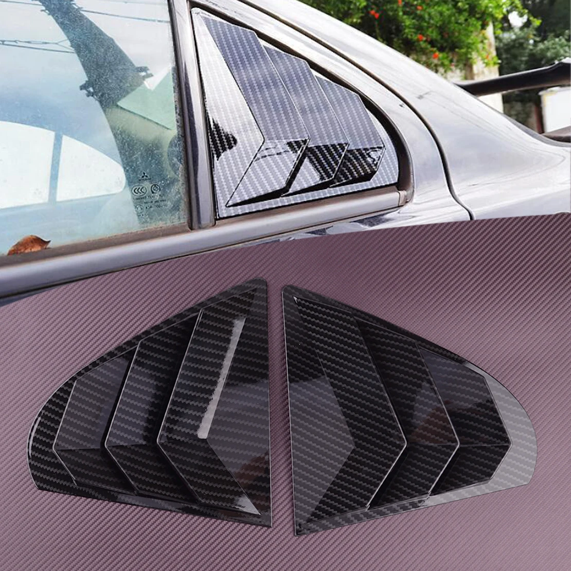 

1 Pair Rear Side Window Louver Shutter Air Vent Trim Cover Black Carbon Fiber Style ABS Fit for Mitsubishi Lancer EVO 2016-2009