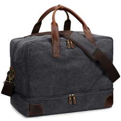 Sac de voyage en toile pour hommes S-ZONE sac polochon week-end sac de nuit avec compartiment pour ordinateur portable chaussures Version 2.0