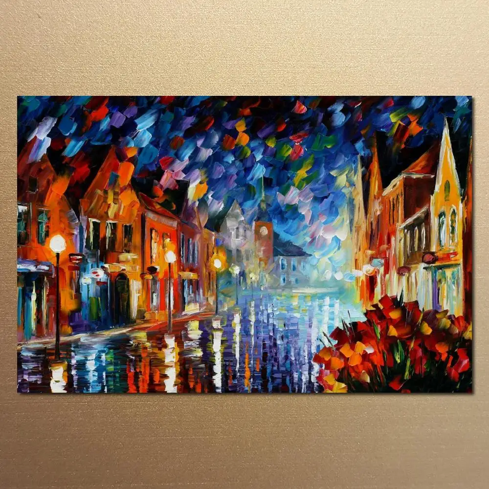 

Beautiful Landscape Painting Canvas Art Abstract Wall Picture Frozen Night Handmade Oil Artwork Modern Living Room Decor