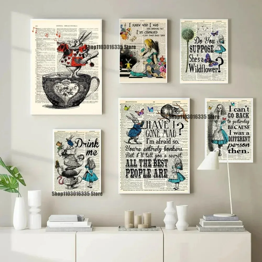 Alice in Wonderland Poster Paper Print Home Bedroom Entrance Bar Cafe Art Painting Decoration